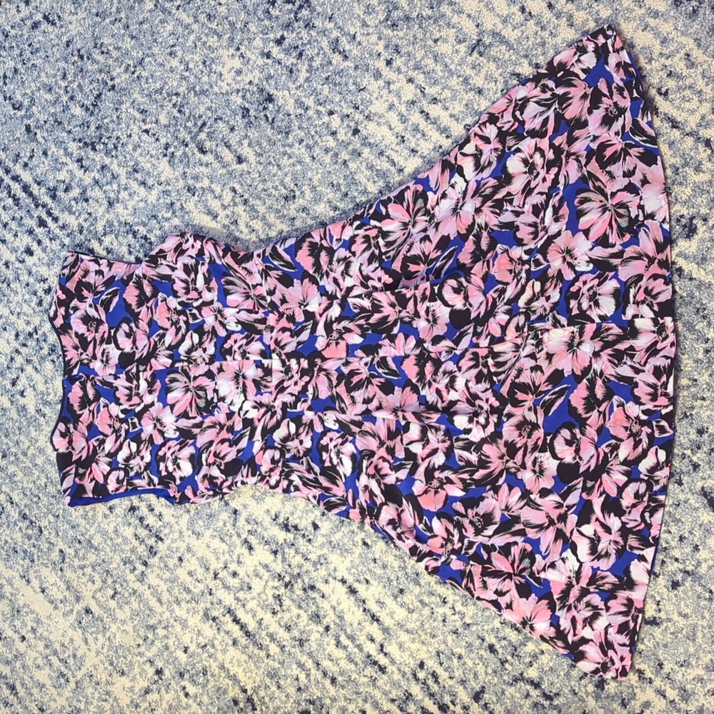J Crew 2 silk dress floral pink blue midi length zip in back sleeveless pleated - Picture 12 of 16